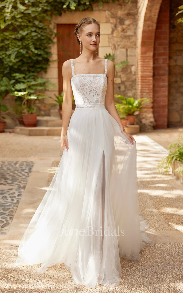 A-Line Bohemian Off-the-shoulder Romantic Chiffon Wedding Dress With Open Back