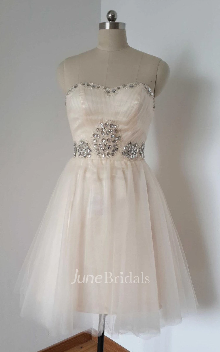 Short Sweetheart Tulle Dress With Beading