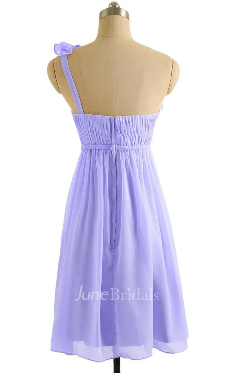 One-shoulder Ruffled Chiffon A-line Gown With Drapping