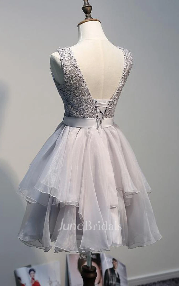 Short Chiffon Homecoming Dresses With Lace