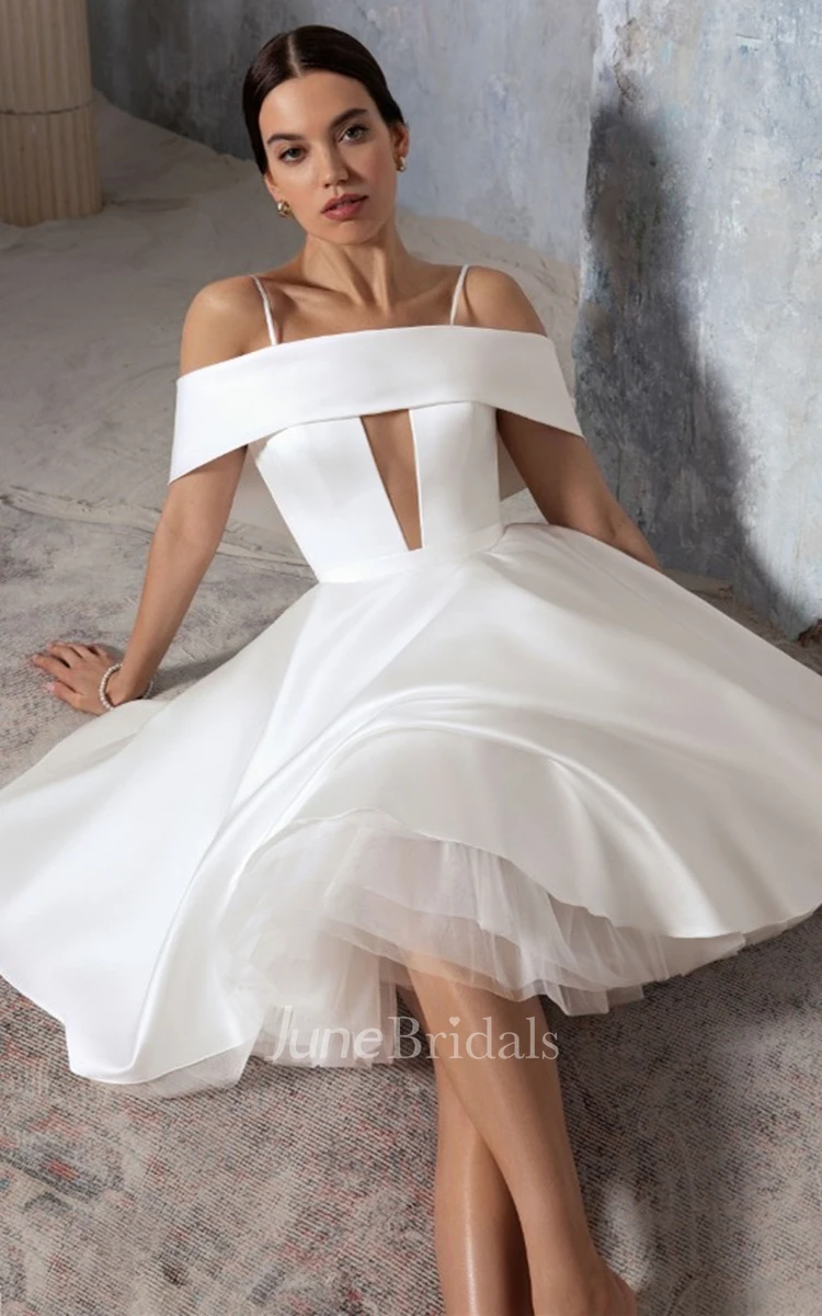 Sexy Off-the-shoulder A Line Satin Wedding Dress with Ruching