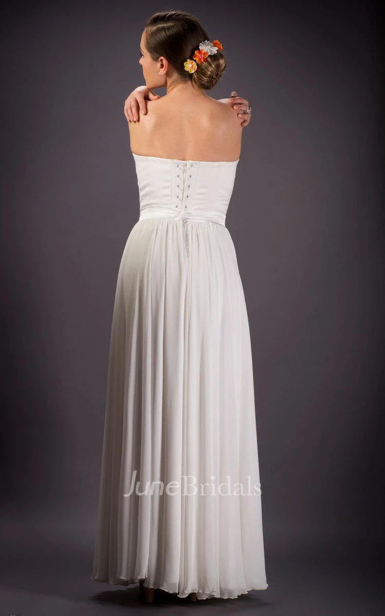 Lace Satin Weddig Dress With Corset Back