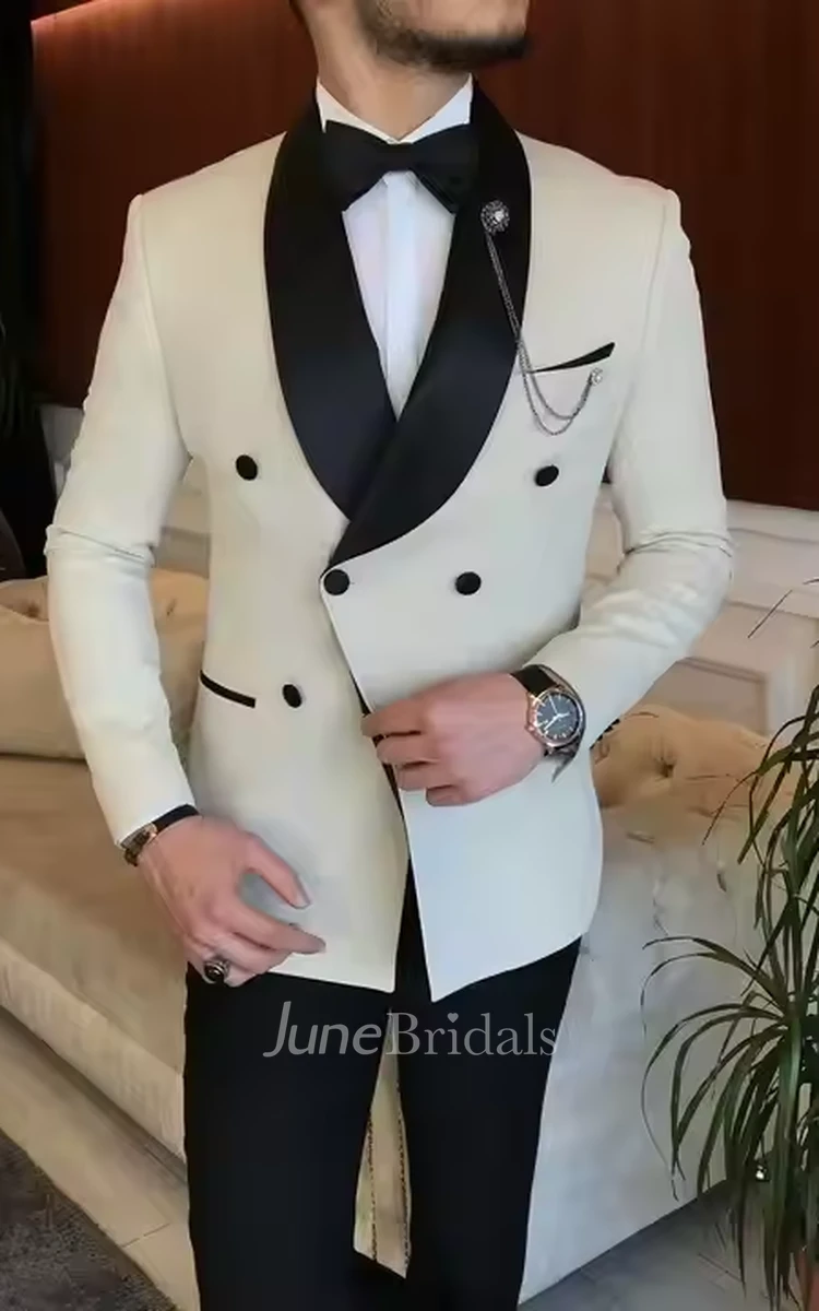 Modern Double-Breasted Slim Fit Two-Piece Suit for Men Elegant Groom Wedding Attire