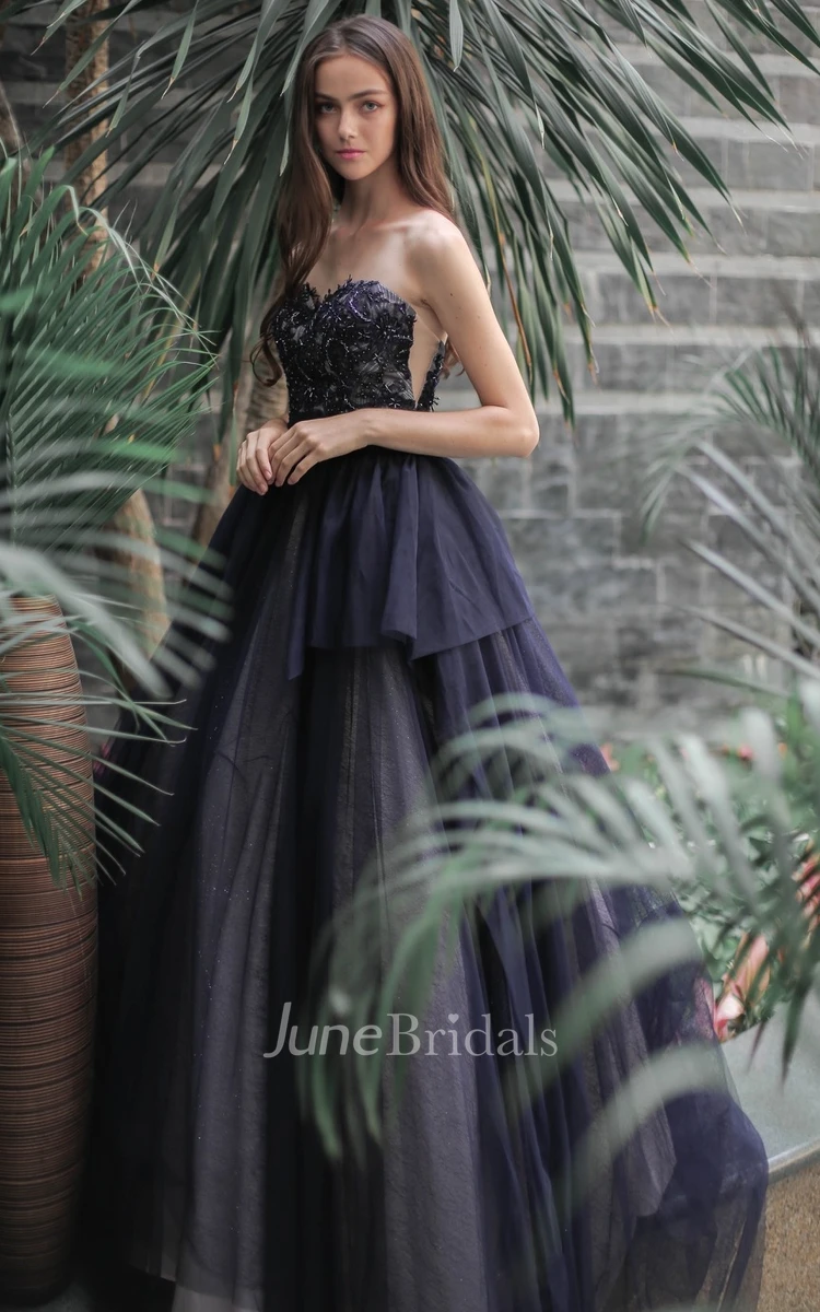 Ethereal A-Line Ball Gown Off-the-shoulder Tulle Evening Dress