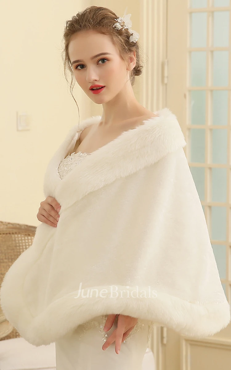 Ivory Faux Fur Bridal Wedding Dress Shawl