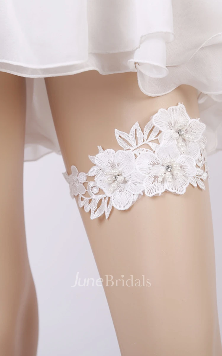 Beautiful Flower Beaded Bridal Garter