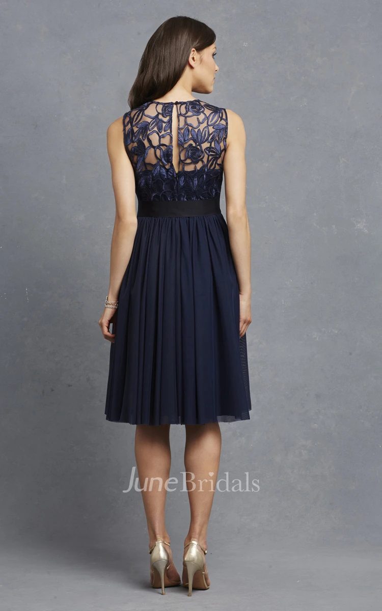 Exquisite Sleeveless Short A-line Dress With Appliqued Bodice