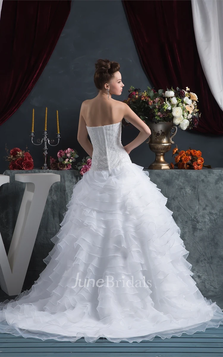 Sweetheart A-Line Ruched Dress with Jeweled Bodice