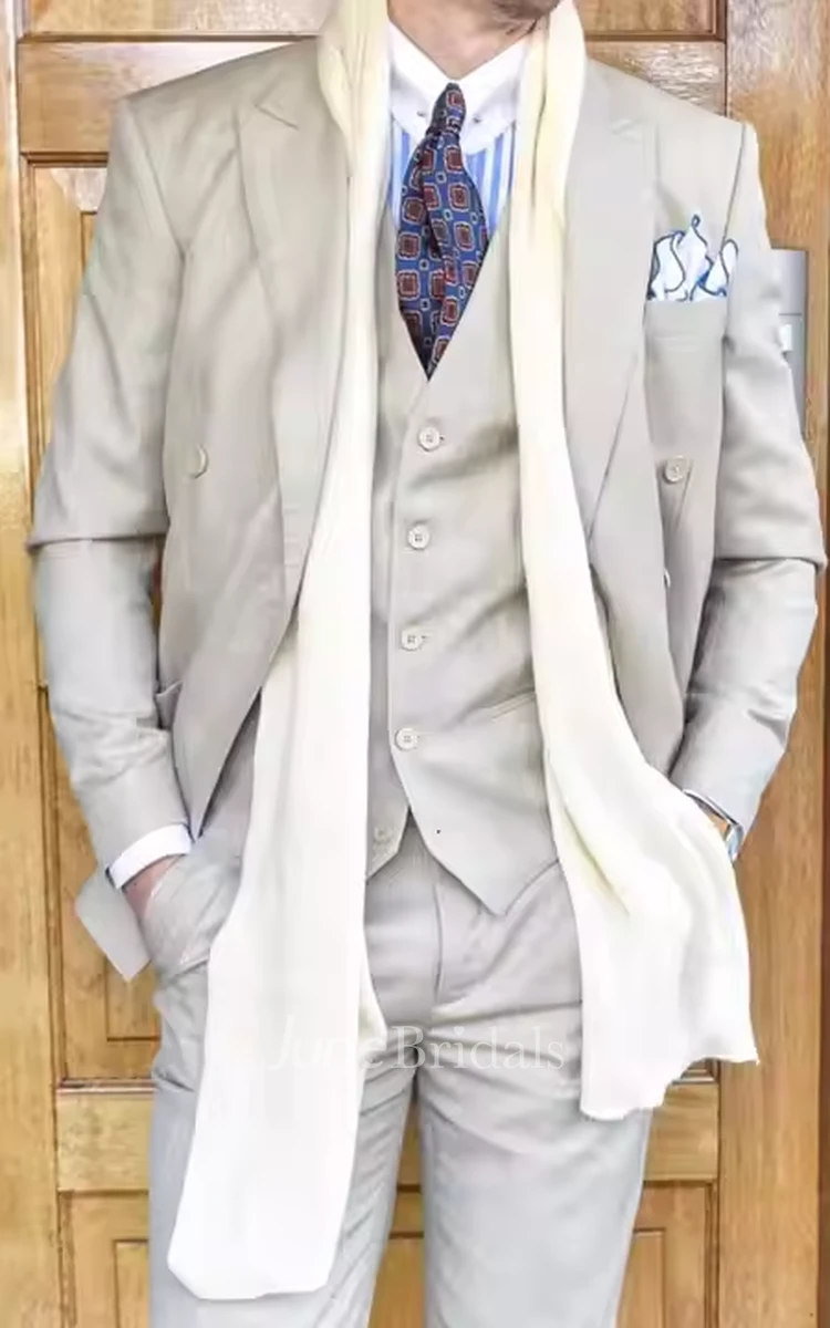 Vintage Casual Men's Three-Piece Wedding Suits Comfortable Lightweight Blazer Jacket Vest Pants