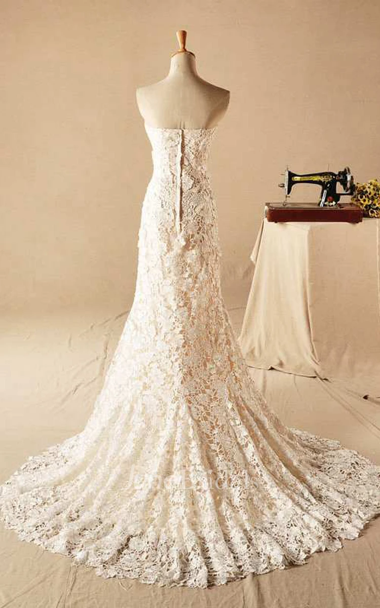 Gorgeous Sweetheart Lace Appliques Wedding Dresses Long