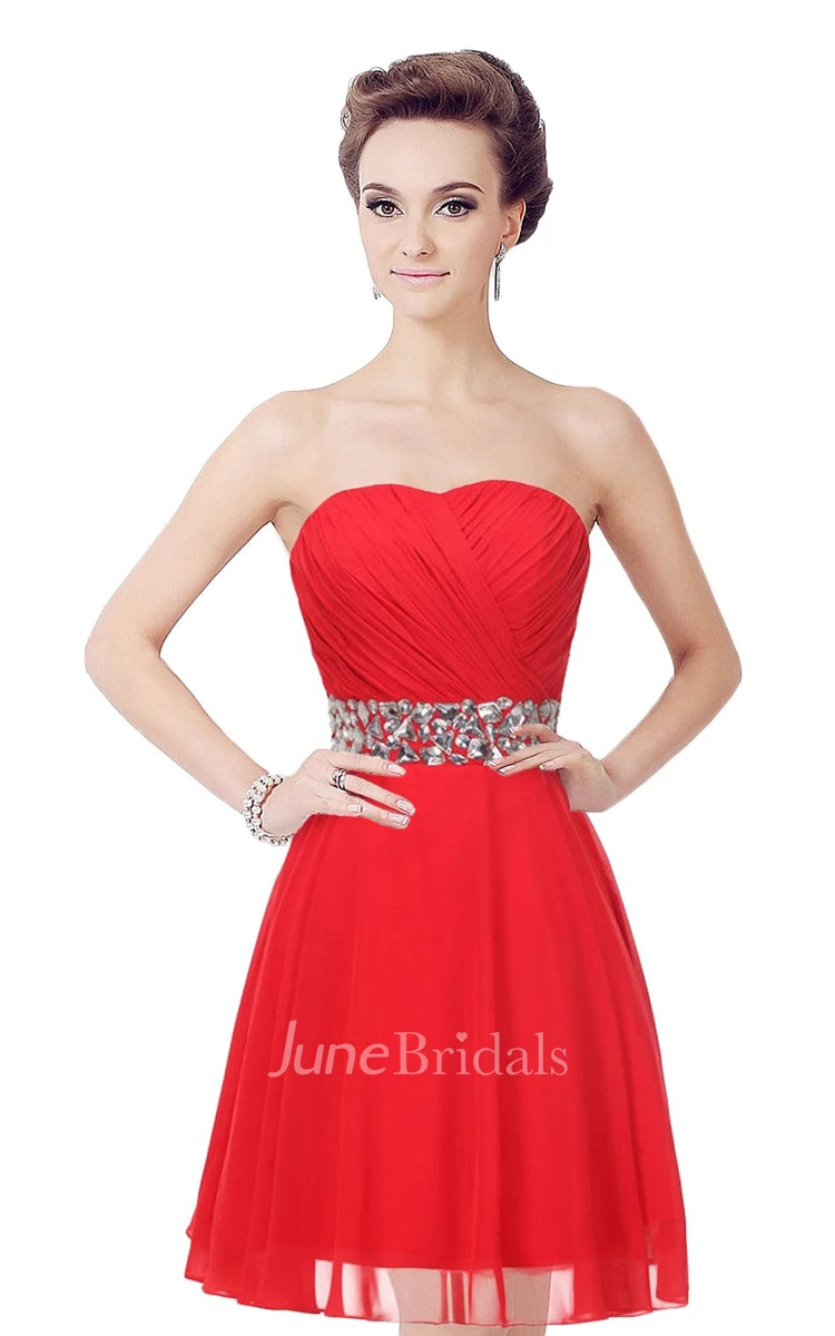 Strapless A-line Dress With Crystal Embellishments