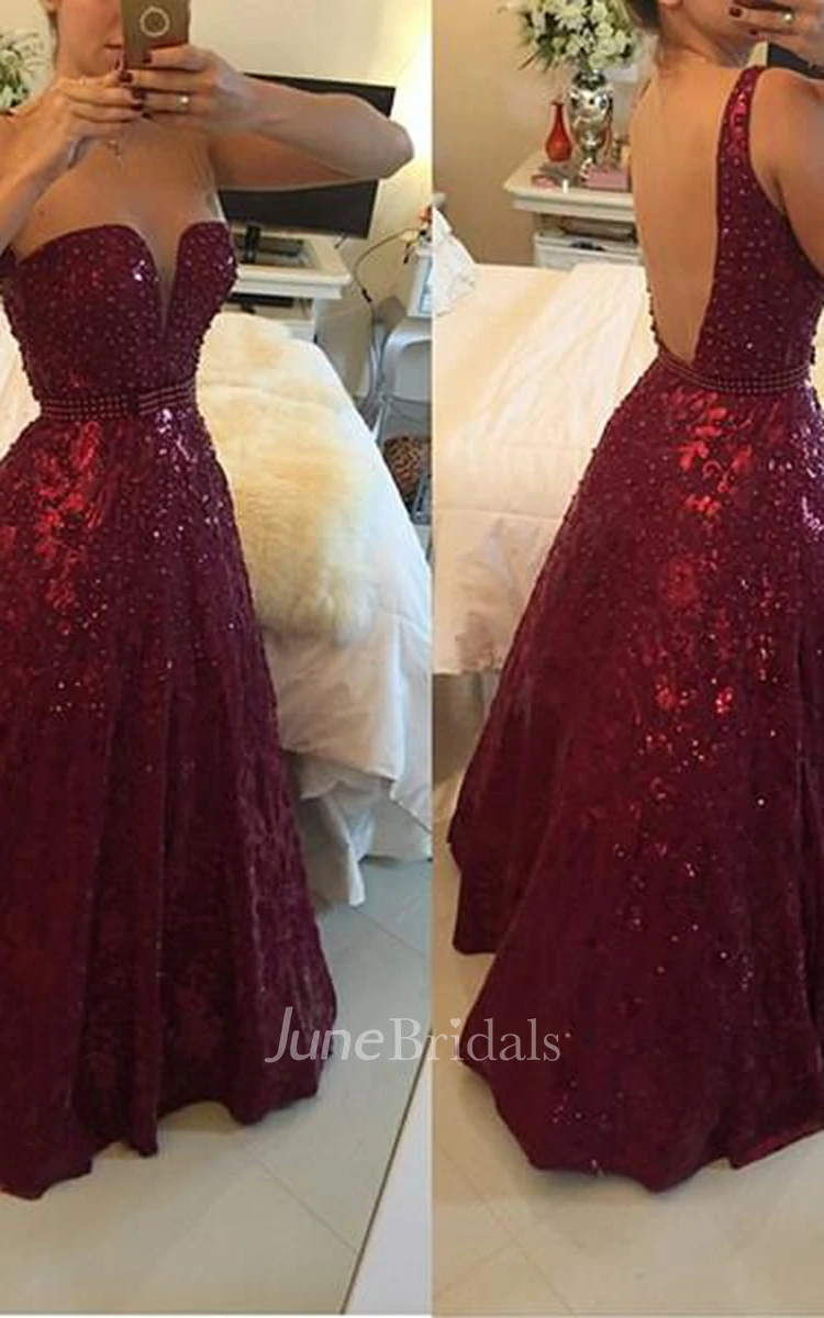 Sweetheart Beadings A-Line Evening Dresses Sexy Floor Length Prom Gowns