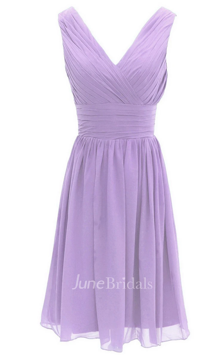Chic V-neck Pleated A-line Gown With Ruched Band