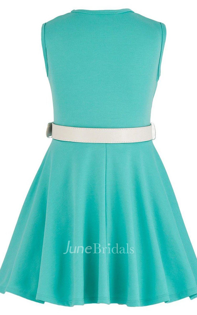 Sleeveless Scoop-neck A-line Dress With Pleats