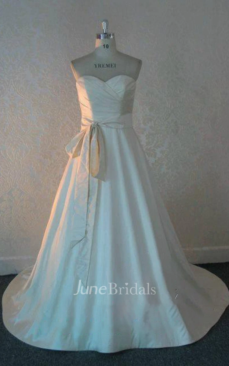 Sweetheart A-Line Floor-Length Satin Wedding Dress With Sash