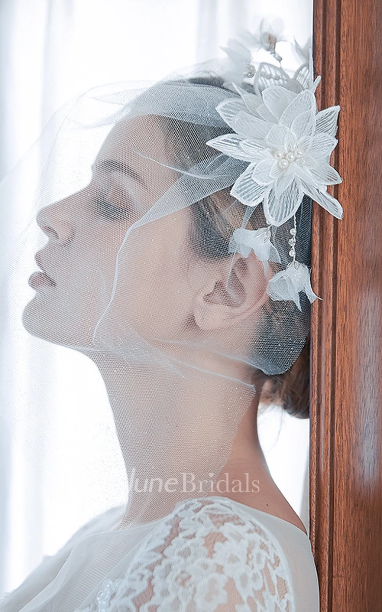 Simple Style Bridal Veil with Beads