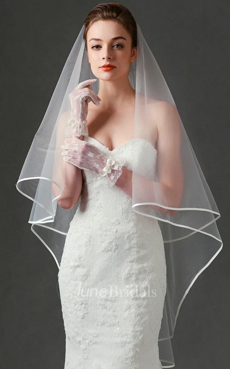 Simple Ethereal Two Layered Tulle Wedding Veil