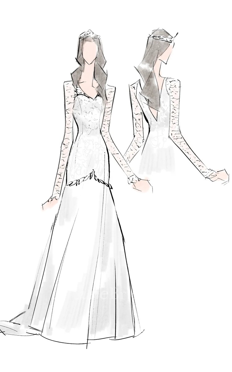 Romantic Bohemian Long Sleeves Sexy Deep V Neck Backless Lace Wedding Dress