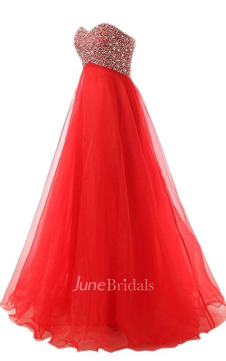 Sweetheart Bust-embellishmented Empire Gown With Lace-up Back