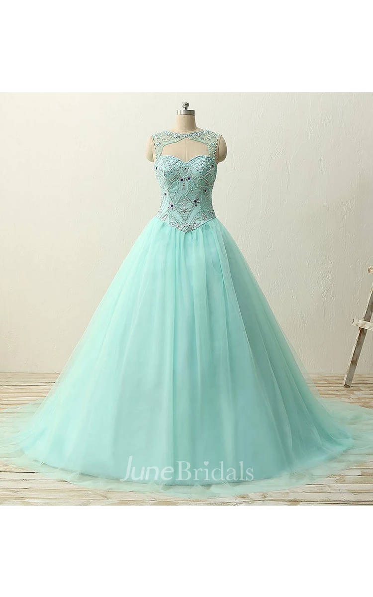 Sweetheart A-line Tulle Dress with Lace-up Back