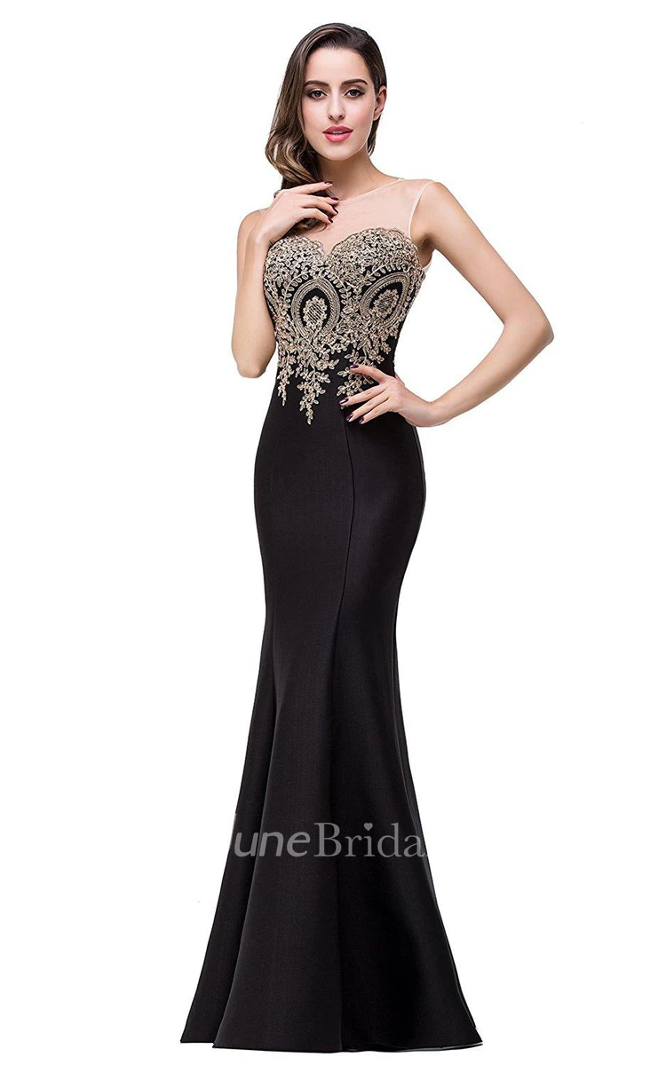 Delicate Sleeveless Mermaid Dress with Illusion and Lace