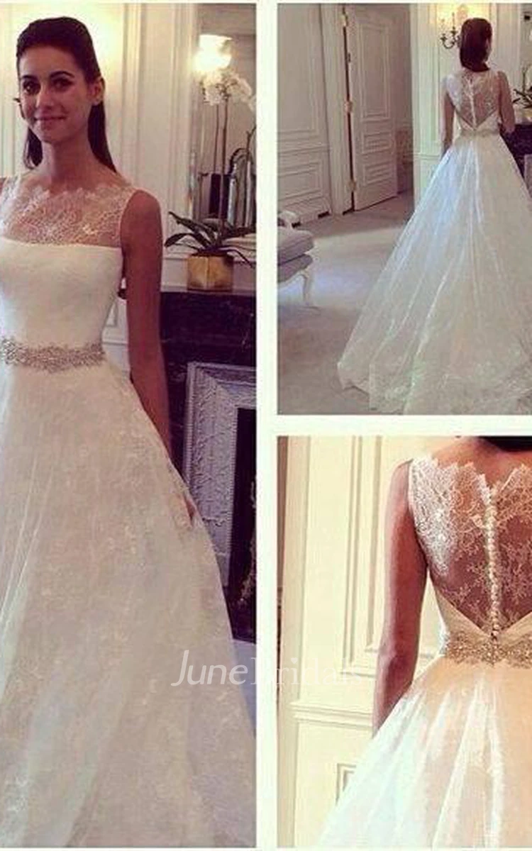 Hot Style Lace Elegant Princess Wedding Dress With Zipper Back