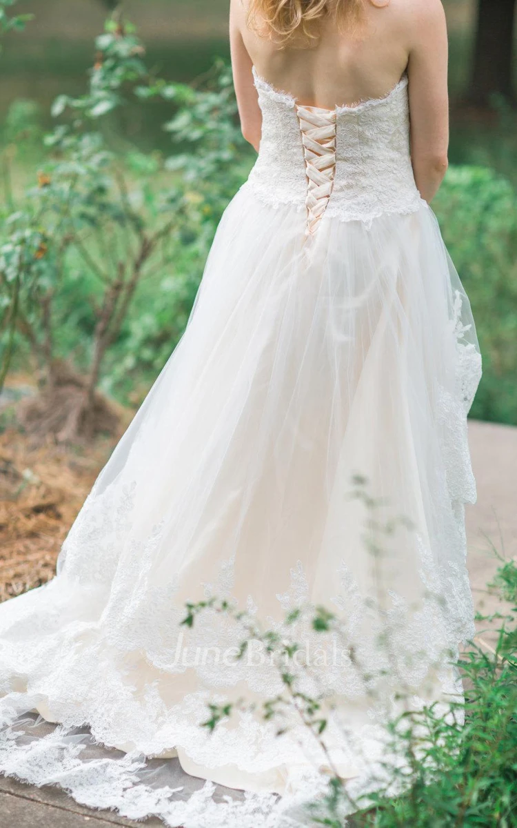 Country Wedding With Lace High Low Hem The Guinevere Dress June