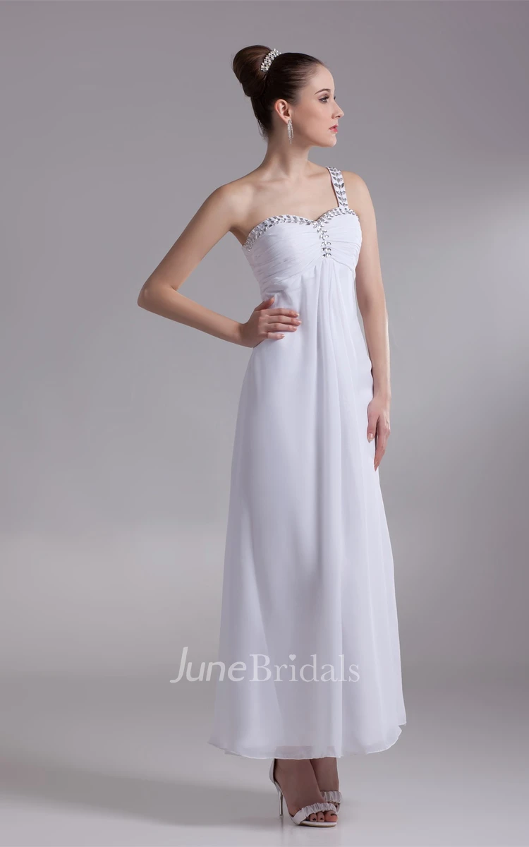 Strapped Ankle-Length Chiffon Dress with Beading