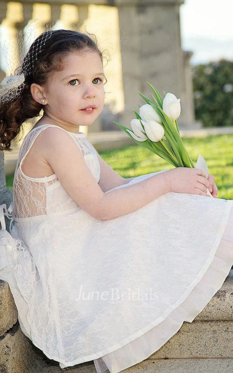 Sleeveless Knee-length Lace Flower Girl For Toddlers