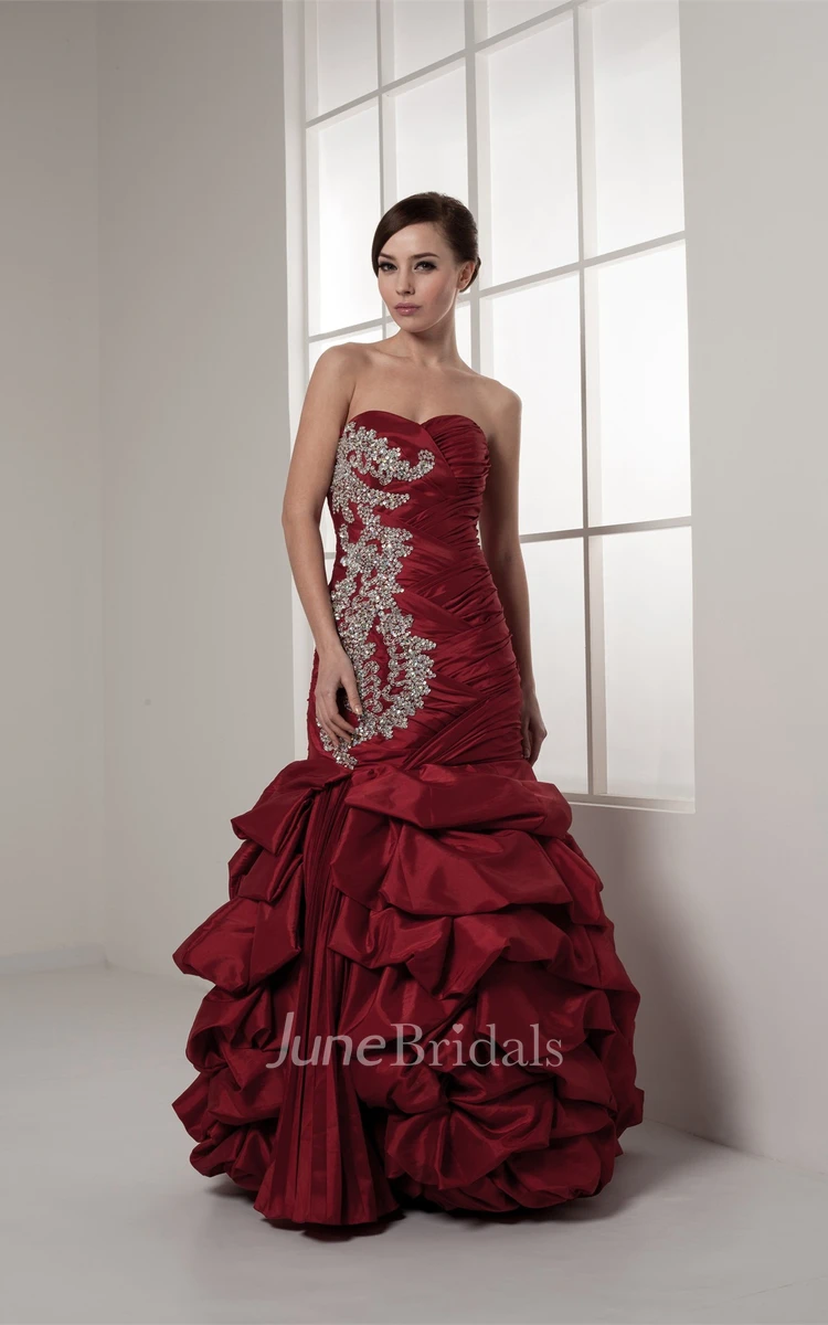 Sweetheart Criss-Cross Pick-Up Gown with Crystal Detailing