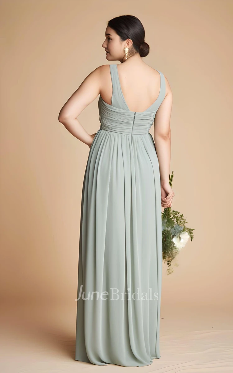 Sheath Sleeveless Plus Size Chiffon Bridesmaid Dress 2023 Simple Casual Bohemian Elegant Sweetheart Floor-length