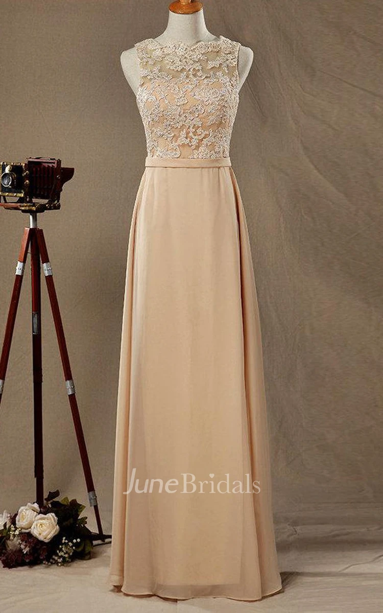 Illusion Lace Top Chiffon Bridesmaid Dress