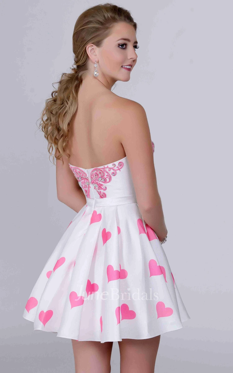 Cute A-Line Sweetheart Mini Prom Dress With Crystal Detailing