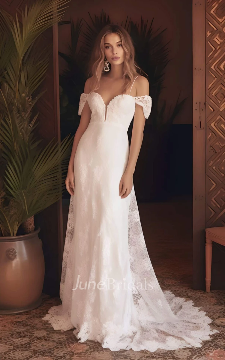 Off the shoulder casual wedding clearance dress