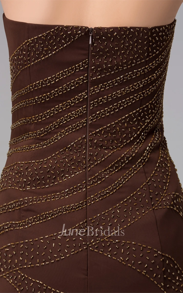 Strapless Chiffon Floor-Length Dress with Beading