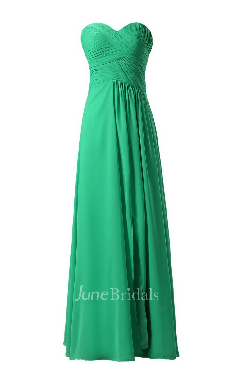 Chic Sweetheart Ruched A-line Gown With Zipper Back