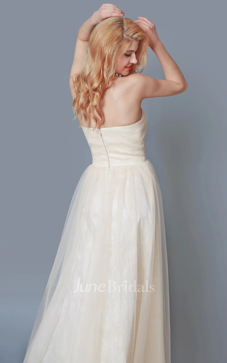 Empire Sweetheart Lace and Tulle Long Bridesmaid Dress