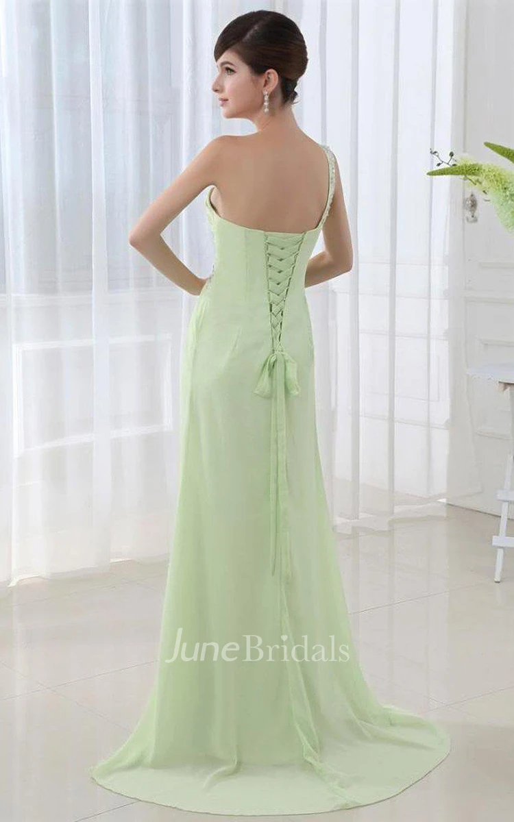 Exquisite Sweetheart Chiffon Floor Length Dress With Beadings