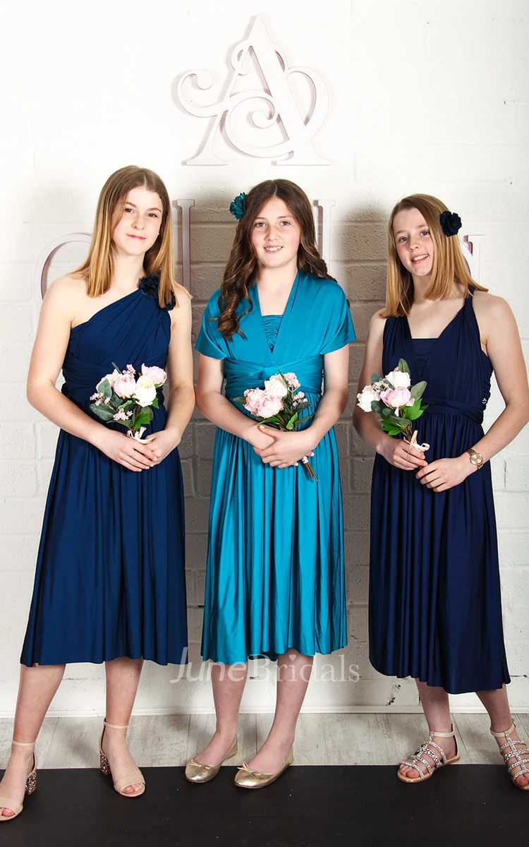 Simple A Line Sleeveless Jersey Bridesmaid Dress With Straps Back And One-shoulder Neck