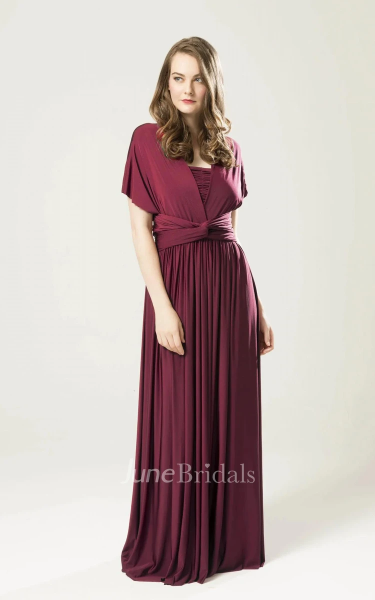 Romantic A Line Jersey Bridesmaid Dress With Halter Neck And Straps Back