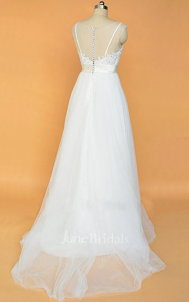 A-Line Ball Gown Floor-Length Chiffon Lace Weddig Dress