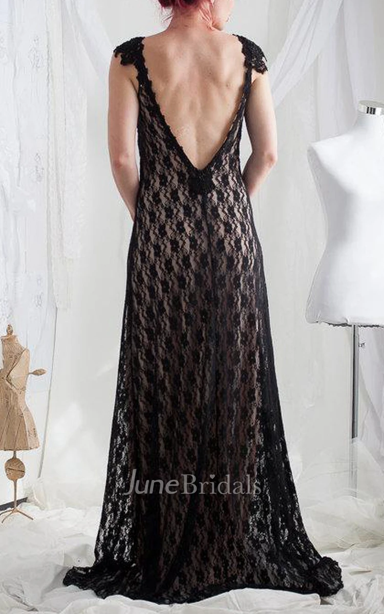 Backless Lace Dress With Beading&Embroideries