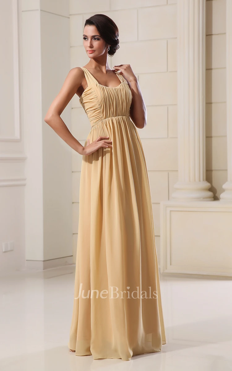 Glam Soft Flowing Fabric Maxi Dress With Draping And Square-Neck