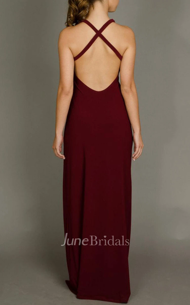 Maroon Open Back Maxi Sexy Slit Evening Formal Long Evening Gown Cocktail Designer Dress