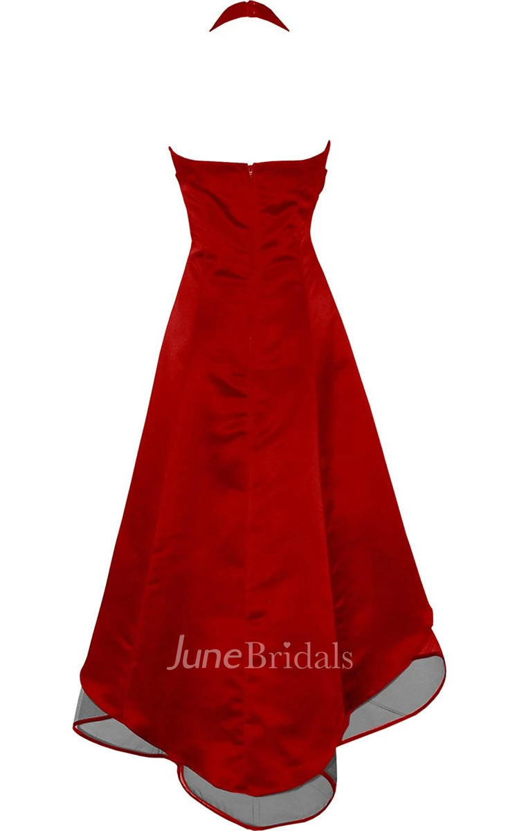 Queen Anne High-low Ruching Dress With Tulle Skirt