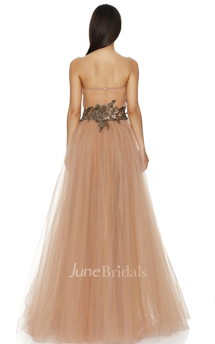 Elegant Ball Gown A Line Tulle Floor-length Sleeveless Prom Dress with Ruching