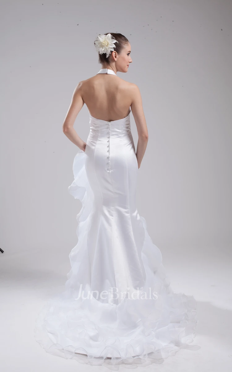 Plunged Mermaid Floor-Length Dress With Tiers and Draping