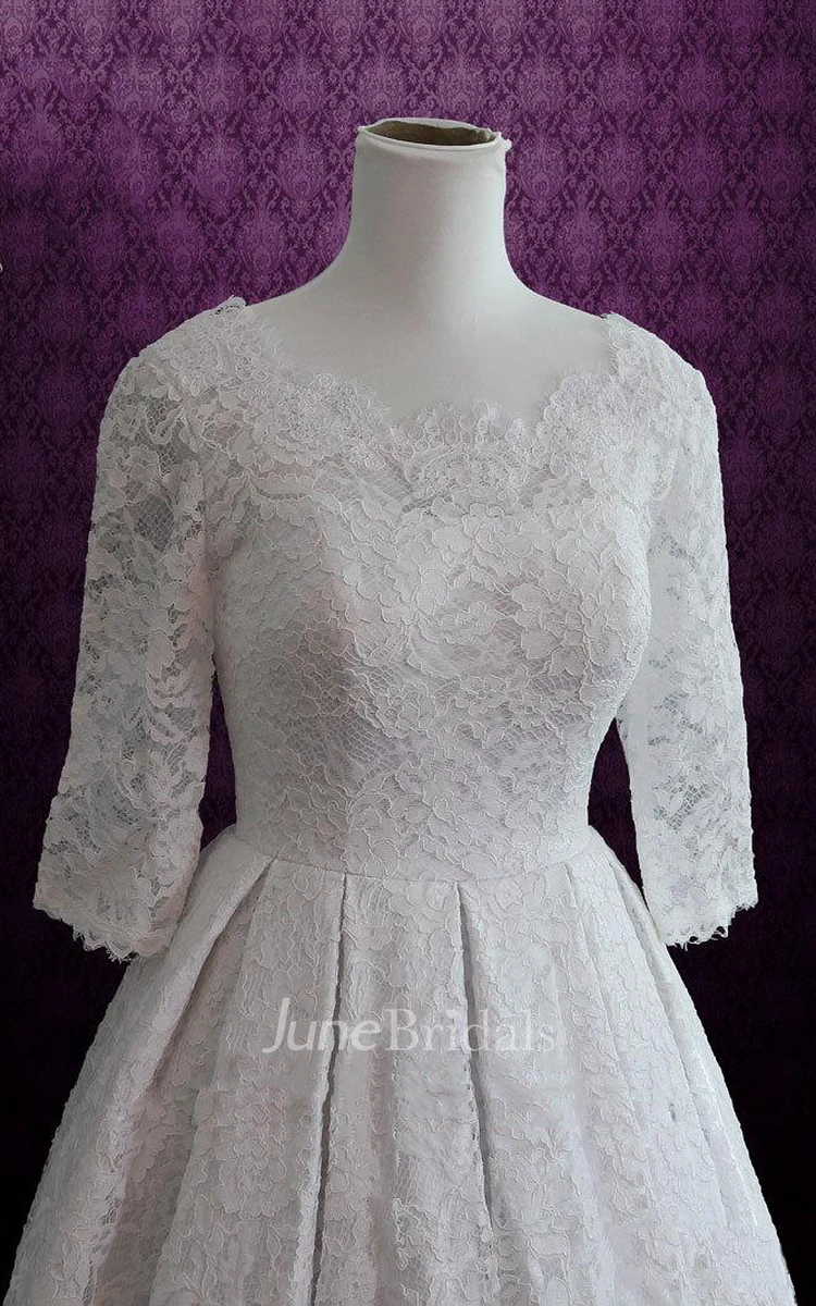 Retro Tea Length Lace Wedding Christina Dress