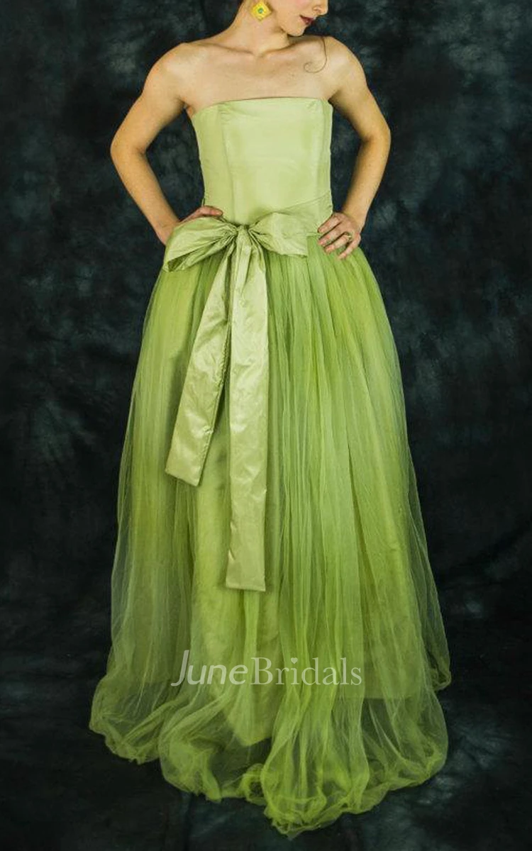 Strapped Tulle&Taffeta Dress With Zipper