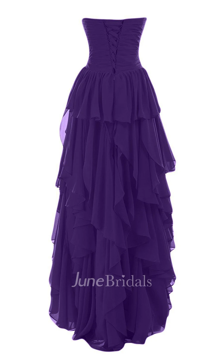 Sweetheart Asymmetrical Dress With Beadings and Ruffles